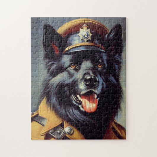  zwart duits herder schilderij legpuzzel (Verticaal)