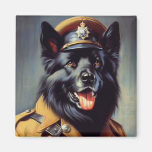 zwart duits herder schilderij magneet