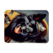  zwart duits herder schilderij magneet (Horizontaal)