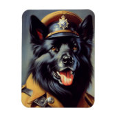  zwart duits herder schilderij magneet (Verticaal)