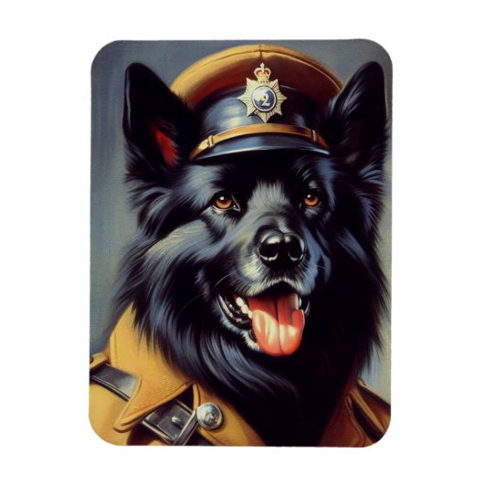  zwart duits herder schilderij magneet (Verticaal)