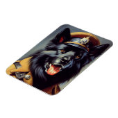  zwart duits herder schilderij magneet (Linkerzijde)