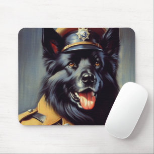 zwart duits herder schilderij muismat