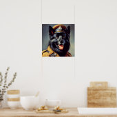 zwart duits herder schilderij poster (Keuken)