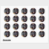 zwart duits herder schilderij ronde sticker (Vel)