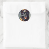 zwart duits herder schilderij ronde sticker (Tas)