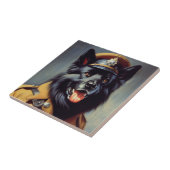 zwart duits herder schilderij tegeltje (Zijkant)