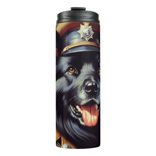  zwart duits herder schilderij thermosbeker (Voorkant)
