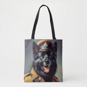  zwart duits herder schilderij tote bag