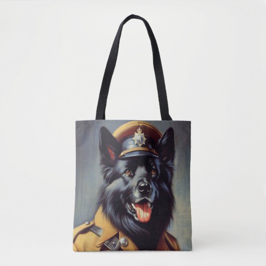  zwart duits herder schilderij tote bag (Voorkant)