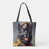  zwart duits herder schilderij tote bag (Achterkant)
