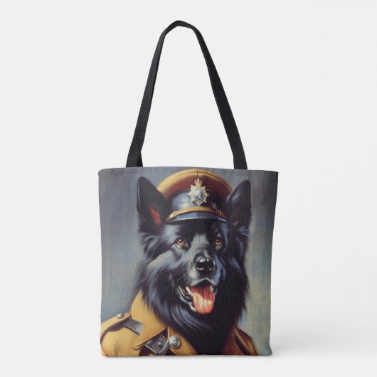  zwart duits herder schilderij tote bag (Achterkant)