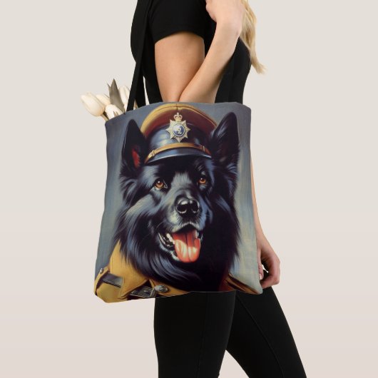  zwart duits herder schilderij tote bag (Dichtbij)