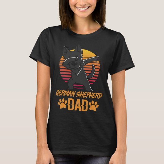 zwart duits herder vader vaders dag voor t-shirt (Voorkant)
