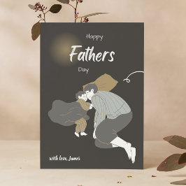 Zwart Dull Modern Papa En Zoon - Happy Fathers Day Kaart