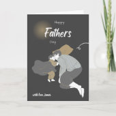 Zwart Dull Modern Papa En Zoon - Happy Fathers Day Kaart (Voorkant)