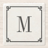 Zwart Dun Grieks Key Border Monogram Stenen Onderzetter