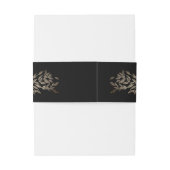 Zwart Ebony Botanisch Goud Monogram Bruiloft Uitnodigingen Wikkel (Achterkant Voorbeeld)