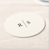 Zwart & Ecru bewerkbare kleur Monogram bruiloft Ronde Kartonnen Onderzetter (Gebogen)