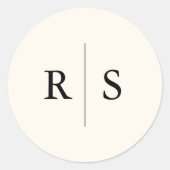 Zwart & Ecru bewerkbare kleur Monogram bruiloft Ronde Sticker (Voorkant)