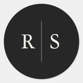 Zwart & Ecru bewerkbare kleur Monogram bruiloft Ronde Sticker (Voorkant)