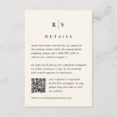 Zwart & Ecru Monogram Bruiloft QR Code Informatiekaartje (Voorkant)