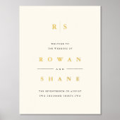 Zwart & Ecru Monogram Bruiloft Welkom Folie Afdrukken (Voorkant)