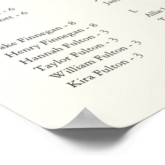 Zwart & Ecru Monogram Bruiloft Zitting Grafiek Poster (Hoek)