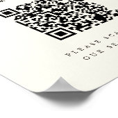 Zwart & Ecru Monogram QR Code Bruiloft Zitting Tek Poster (Hoek)