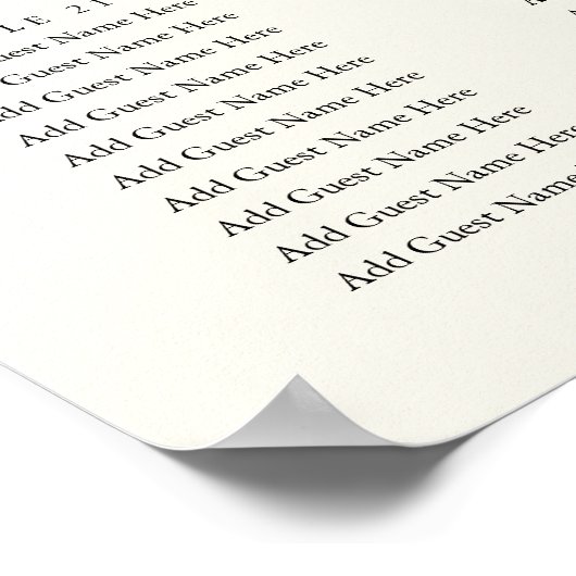 Zwart & Ecru Monogram XL Bruiloft Zitkaarten Poster (Hoek)