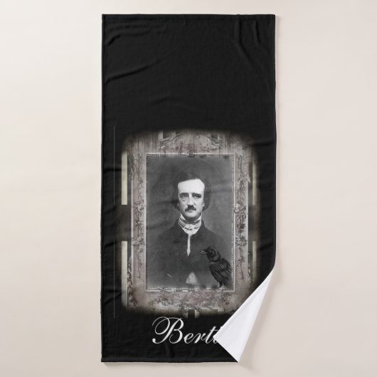 Zwart, Edgar Allan Poe gepersonaliseerd gezelschap Badhanddoek (Badhanddoek)