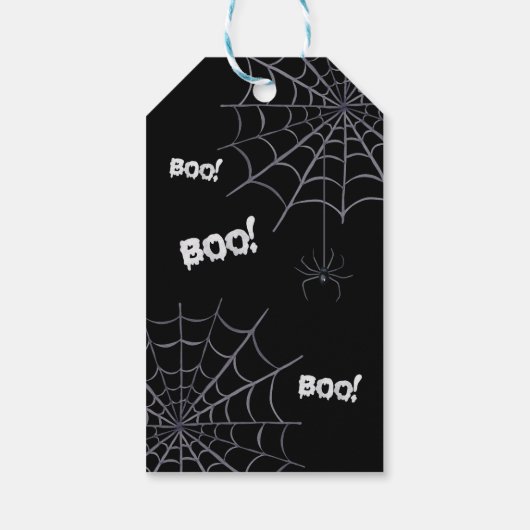 Zwart een beetje boe baby shower Halloween dank u Cadeaulabel (Achterkant)