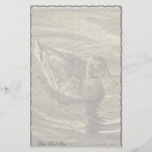 Zwart Eend Hen Maatwerk Briefpapier (Voorkant)