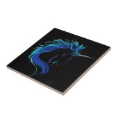 Zwart Eenhoorn Blauw Zilver Tegeltje (Zijkant)