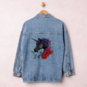 Zwart Eenhoorn Bloemen Paarse Denim Jacket (Hangar)