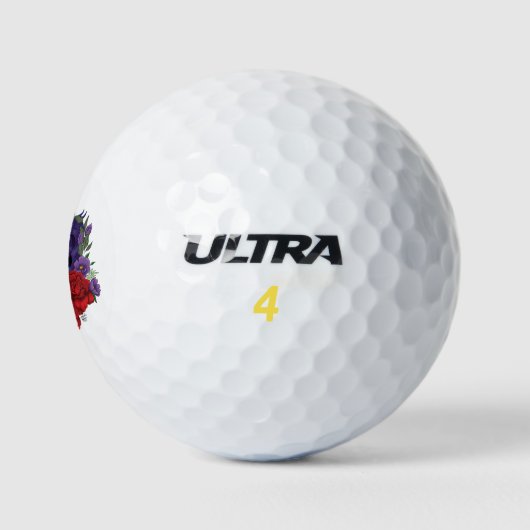 Zwart Eenhoorn Bloemen Paarse Golfballen (Logo)