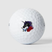 Zwart Eenhoorn Bloemen Paarse Golfballen (Voorkant)