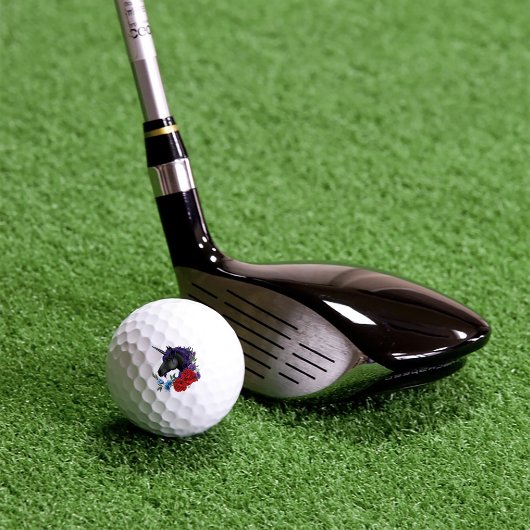 Zwart Eenhoorn Bloemen Paarse Golfballen