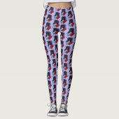 Zwart Eenhoorn Bloemen Paarse Leggings (Voorkant)