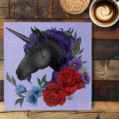 Zwart Eenhoorn Bloemen Paarse Legpuzzel