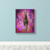 Zwart Eenhoorn Fantasie Paard Kunst Canvas Afdruk (Insitu (Houten vloer))