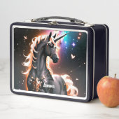 Zwart Eenhoorn Met Gouden Mane Custom Name Script (In situ)