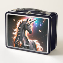 Zwart Eenhoorn Met Gouden Mane Custom Name Script