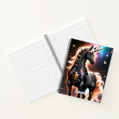 Zwart Eenhoorn Met Gouden Mane Custom Name Script Notitieboek (Binnen)