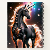Zwart Eenhoorn Met Gouden Mane Custom Name Script Notitieboek (Achterkant)