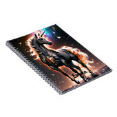 Zwart Eenhoorn Met Gouden Mane Custom Name Script Notitieboek (Rechterzijde)