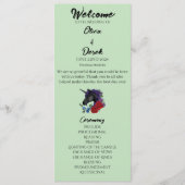 Zwart Eenhoorn Paarse Rood Salie Bloemen Bruiloft Programmakaart (Voorkant)