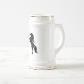 Zwart Eenhoorn Silhouet Stein Bierpul (Voorkant rechts)