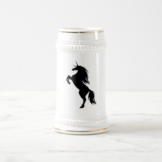Zwart Eenhoorn Silhouet Stein Bierpul (Center)