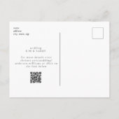 Zwart Eenvoud Monogram QR Code De datum opslaan Briefkaart (Achterkant)